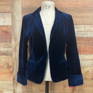 J Crew Blue Velvet Blazer Size 8